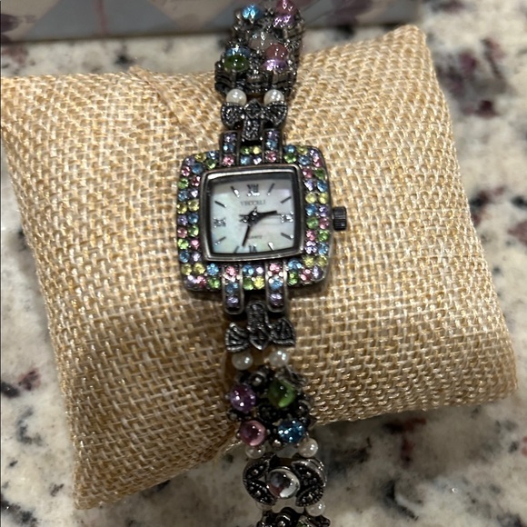 Vecceli Italy Silver Watch with Multicolor Beads